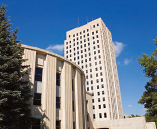 Summer 2009 - North Dakota Nice: Bismark State Capitol View of government buildings from the Capitol Mall, site of the record-setting 2007 Snow Angel Contest (See Page 5)