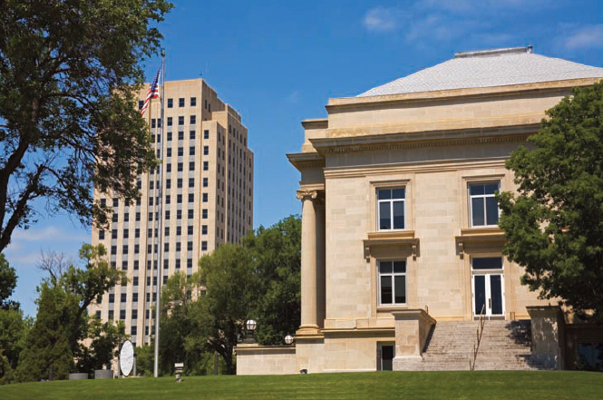 The State Library and Capitol Tower are commanding features of North Dakota’s Capitol Complex located in Bismarck.