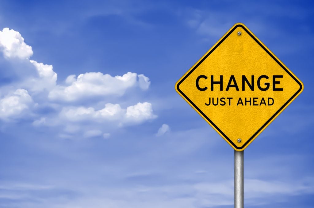 road sign warning that change is ahead